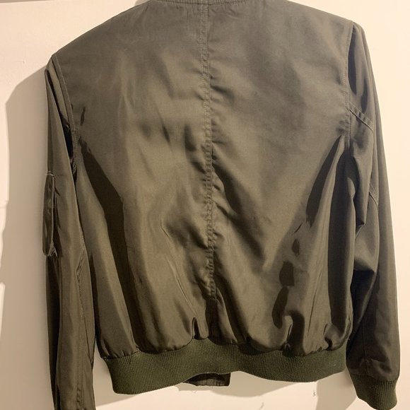 Floral Bomber in a Dark Olive Green - Picture 5 of 6